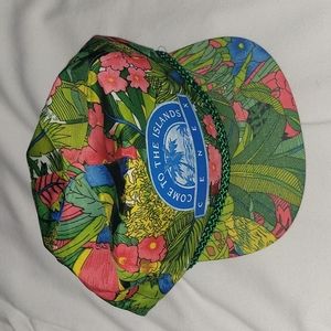 Vintage 90s Cenex Come to the Islands Floral Snapback Cap Vacation Hawaiian Hat